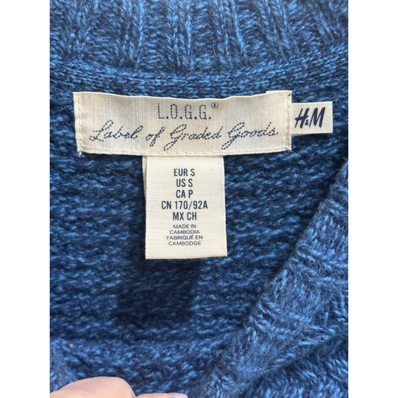 Label of Graded Goods H&M Blue & Tan Colorblock knit Sweater Mens Small - Picture 3 of 4